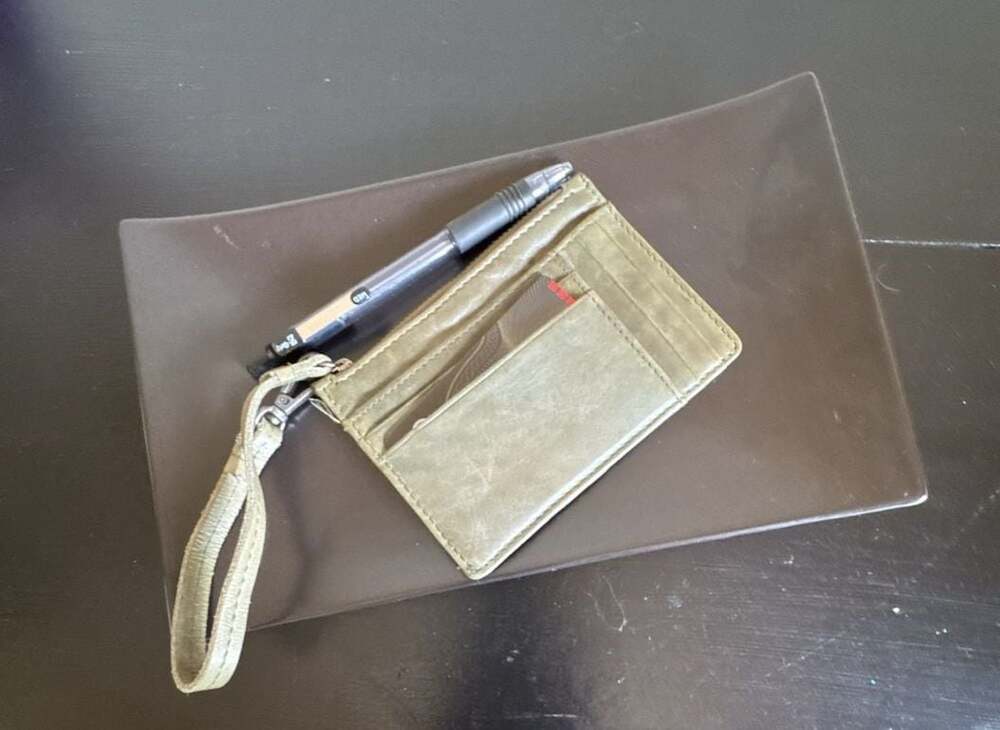 Hobo Euro Slide Leather Card Case Wallet in Alpine Green